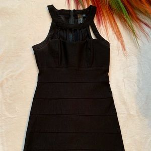 Black high neck dress
